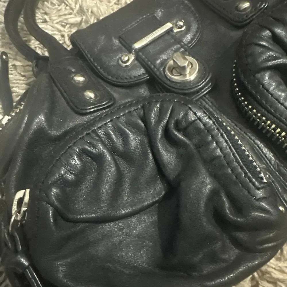 Botkier Bianca Boho Leather Signature Satchel Bag purse Handbag, Black